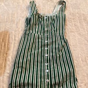 Urban outfitters women’s green striped button-up romper size 2